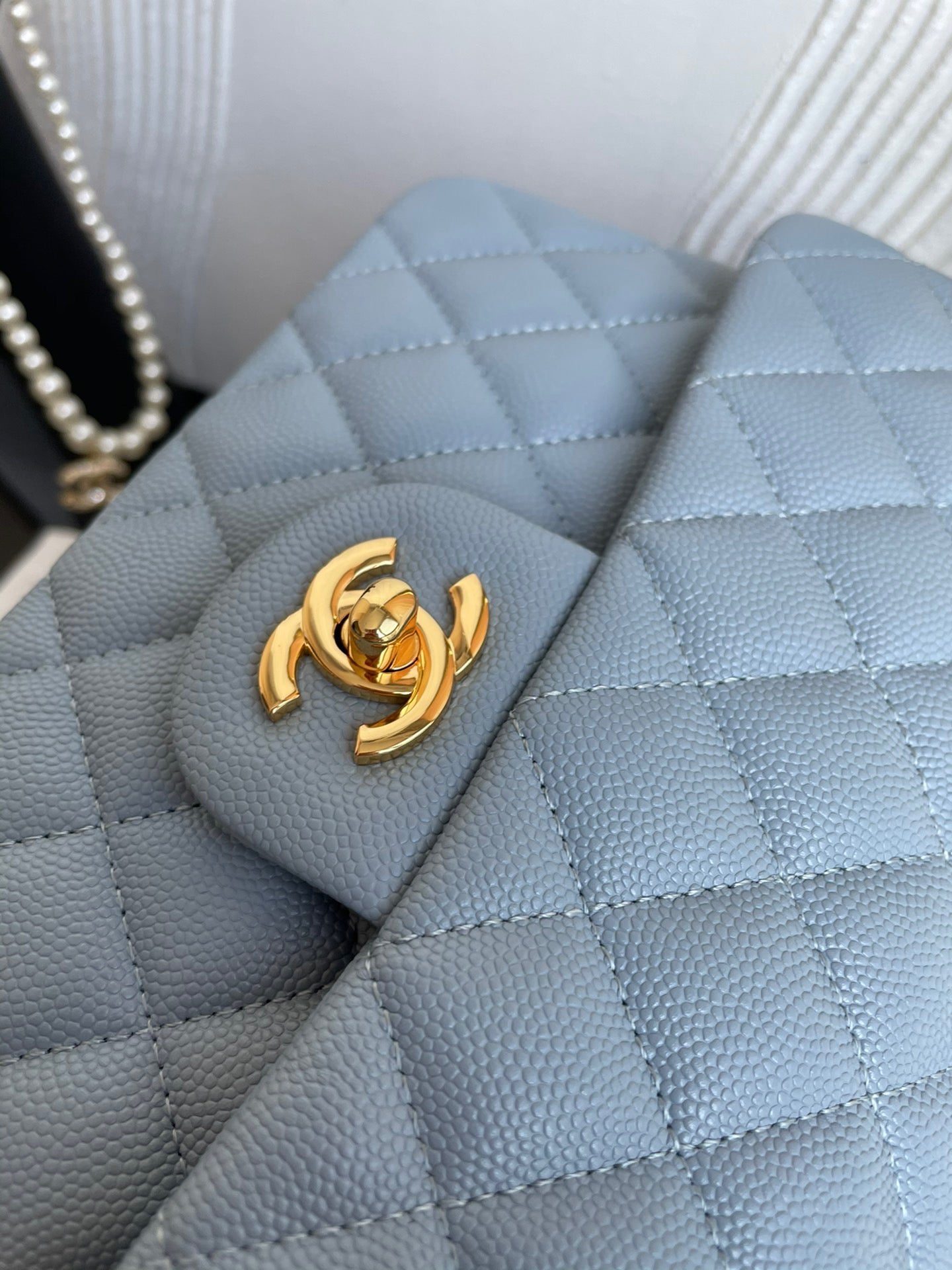 Chanel Classic Flap Small In Light Blue Calfskin