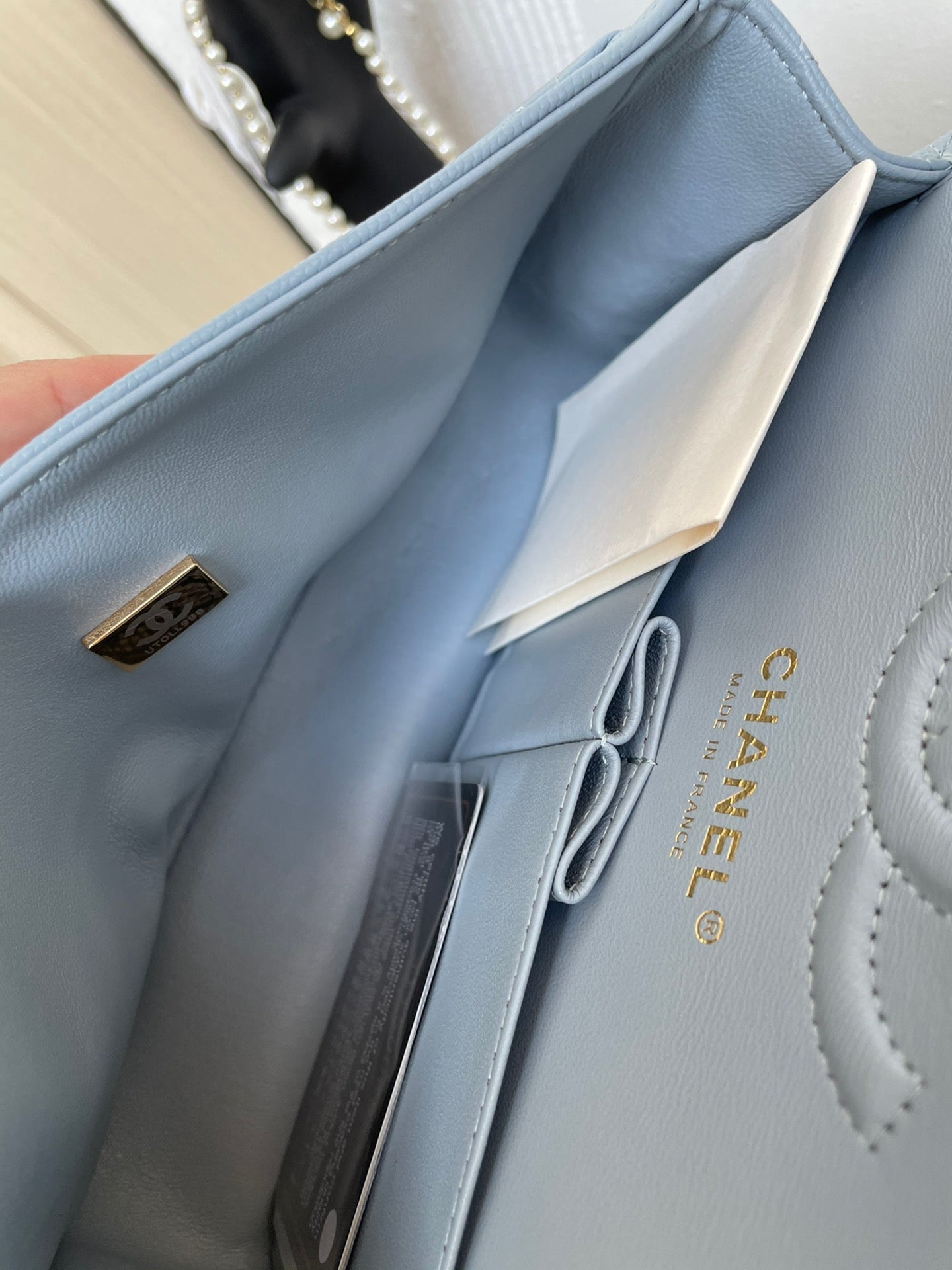 Chanel Classic Flap Small In Light Blue Calfskin