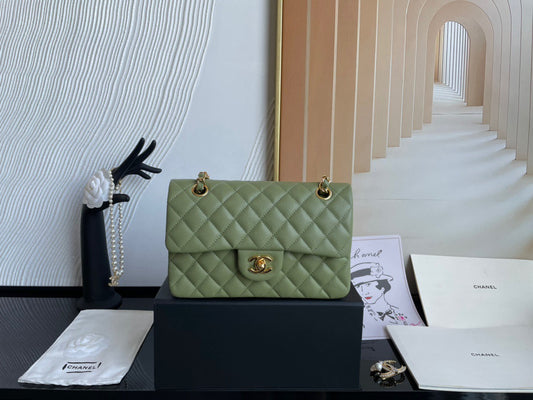 Chanel Classic Flap Small In Green Calfskin