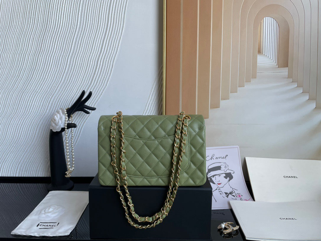 Chanel Classic Flap Small In Green Calfskin