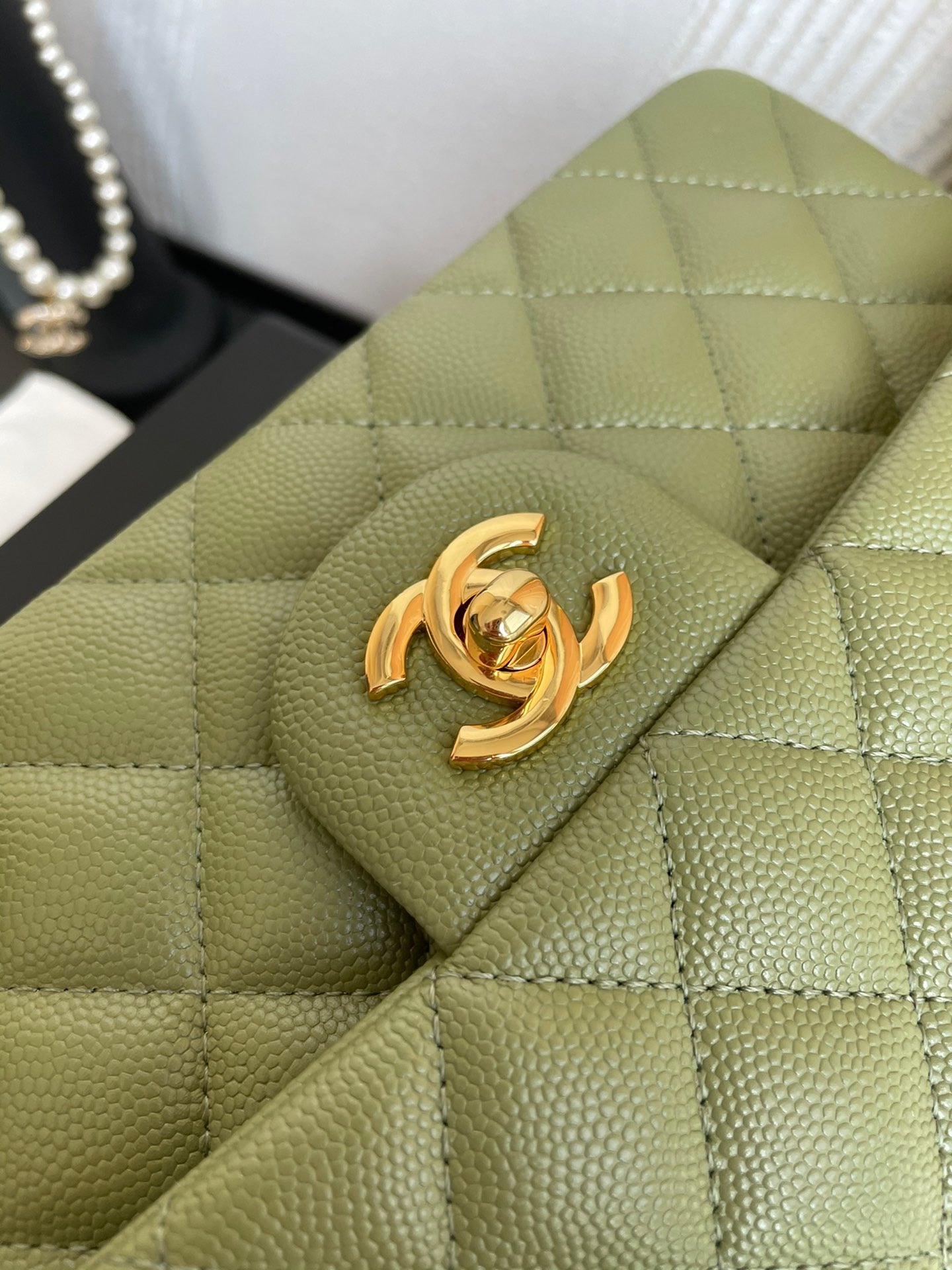 Chanel Classic Flap Small In Green Calfskin