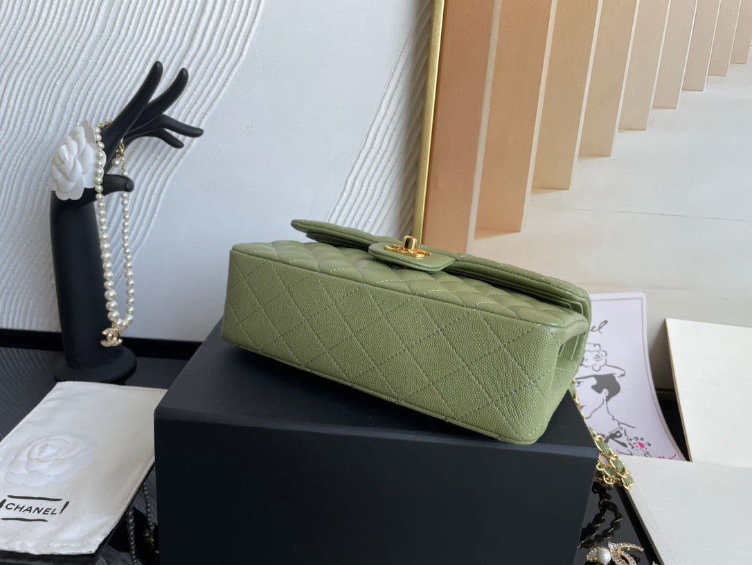 Chanel Classic Flap Small In Green Calfskin