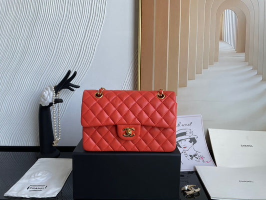 Chanel Classic Flap Small In Orange Calfskin