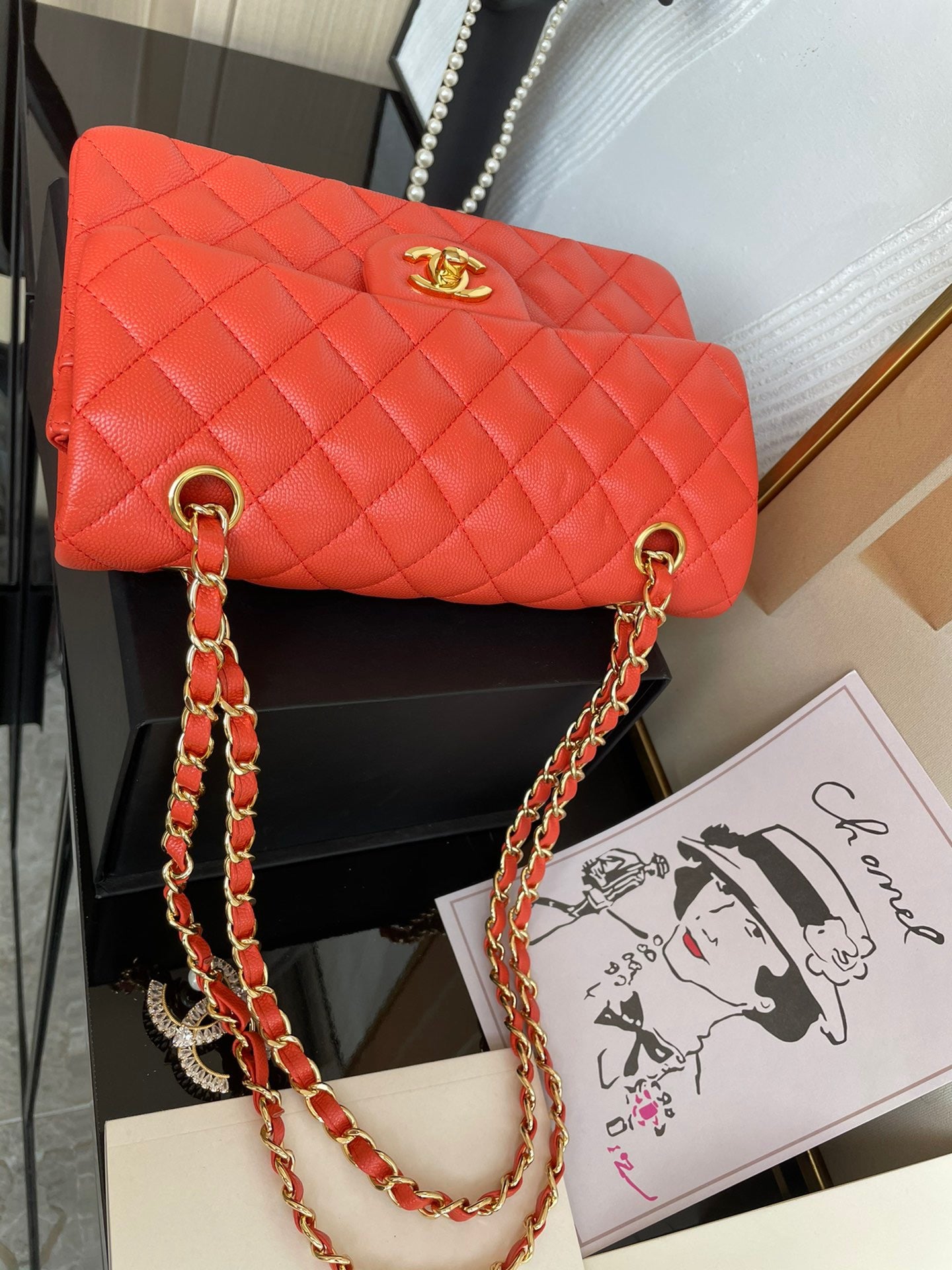 Chanel Classic Flap Small In Orange Calfskin