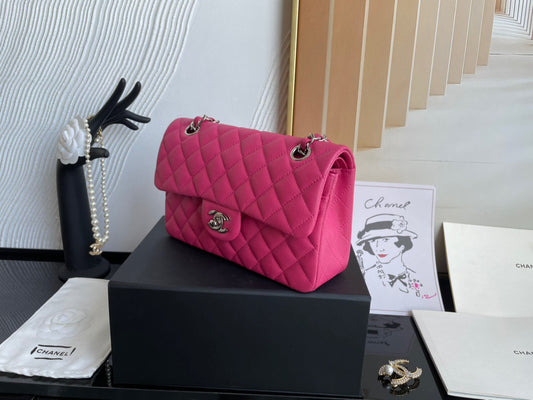 Chanel Classic Flap Small In Rose Red Calfskin