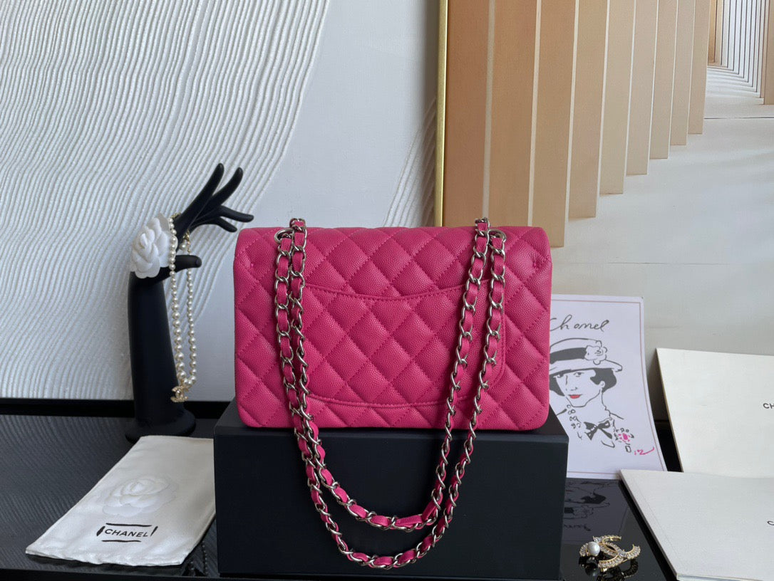 Chanel Classic Flap Small In Rose Red Calfskin