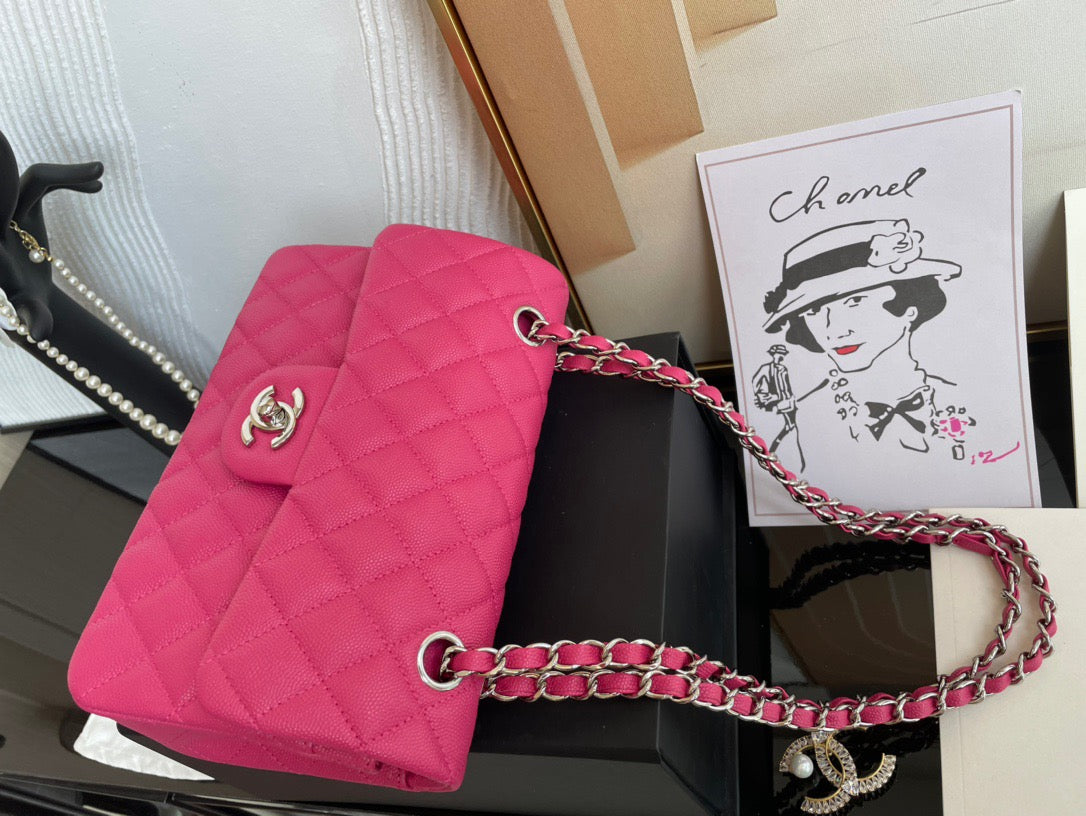 Chanel Classic Flap Small In Rose Red Calfskin