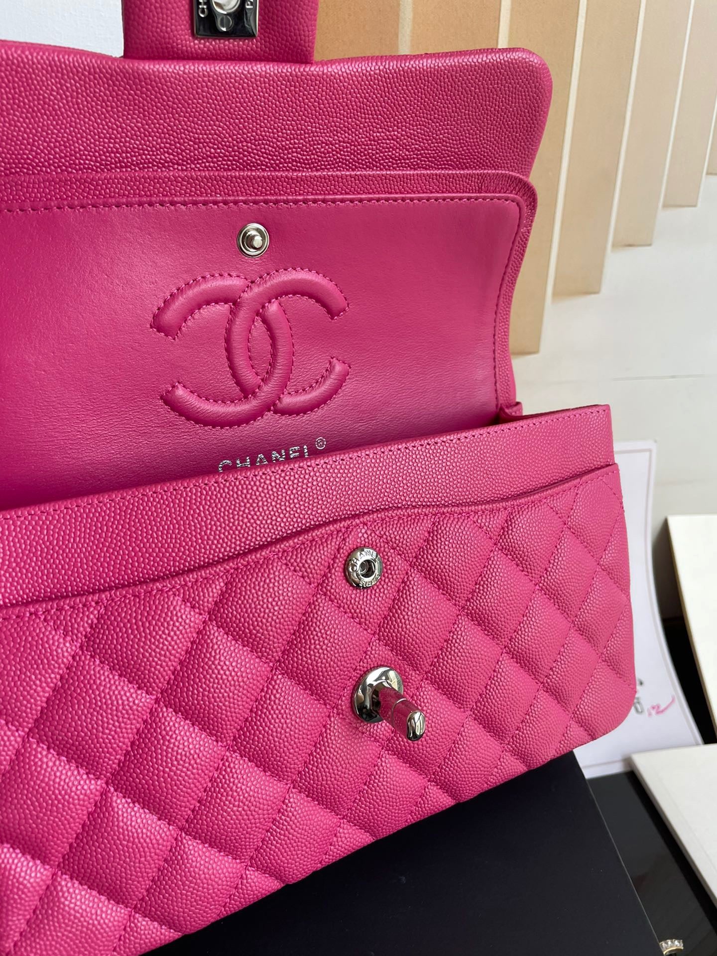 Chanel Classic Flap Small In Rose Red Calfskin