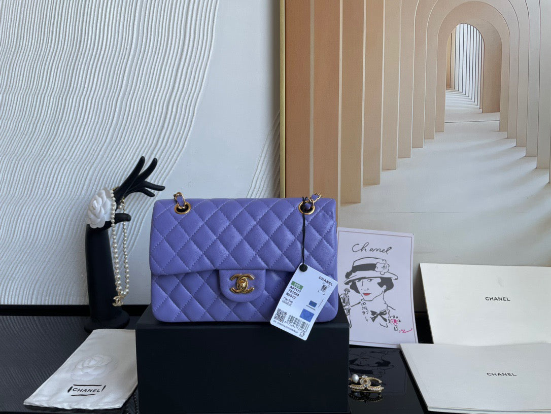 Chanel Classic Flap Small In Purple Calfskin