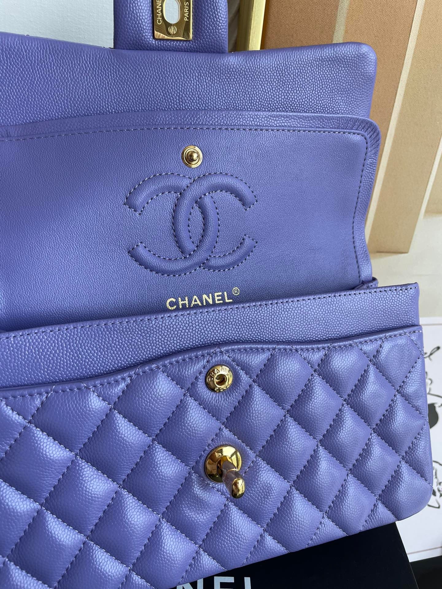 Chanel Classic Flap Small In Purple Calfskin