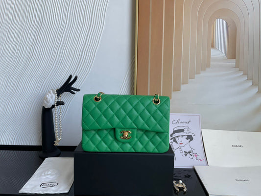 Chanel Classic Flap Small In Green Calfskin