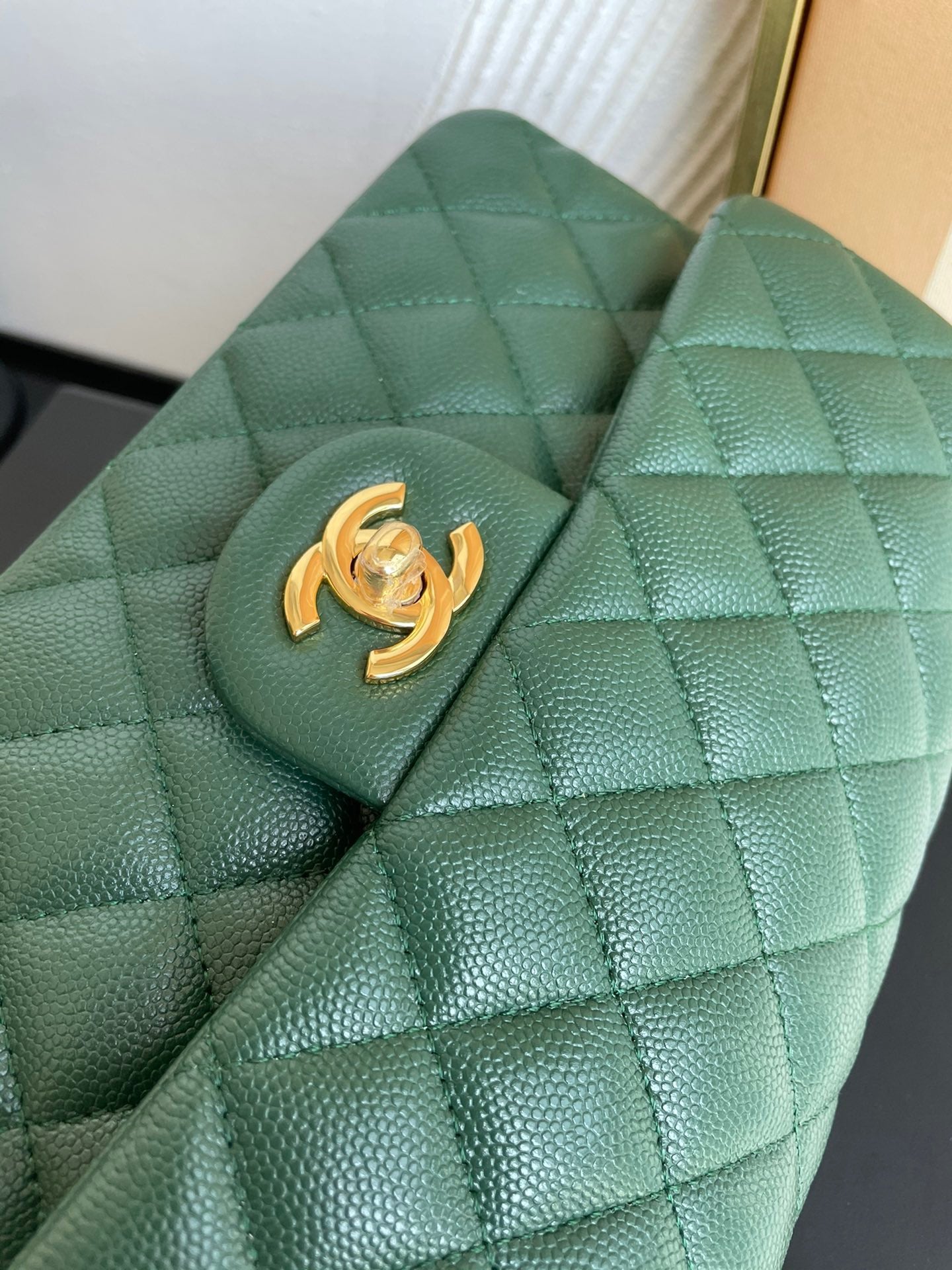 Chanel Classic Flap Small In Dark Green Calfskin