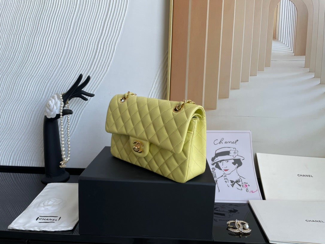 Chanel Classic Flap Small In 9R Lime Calfskin