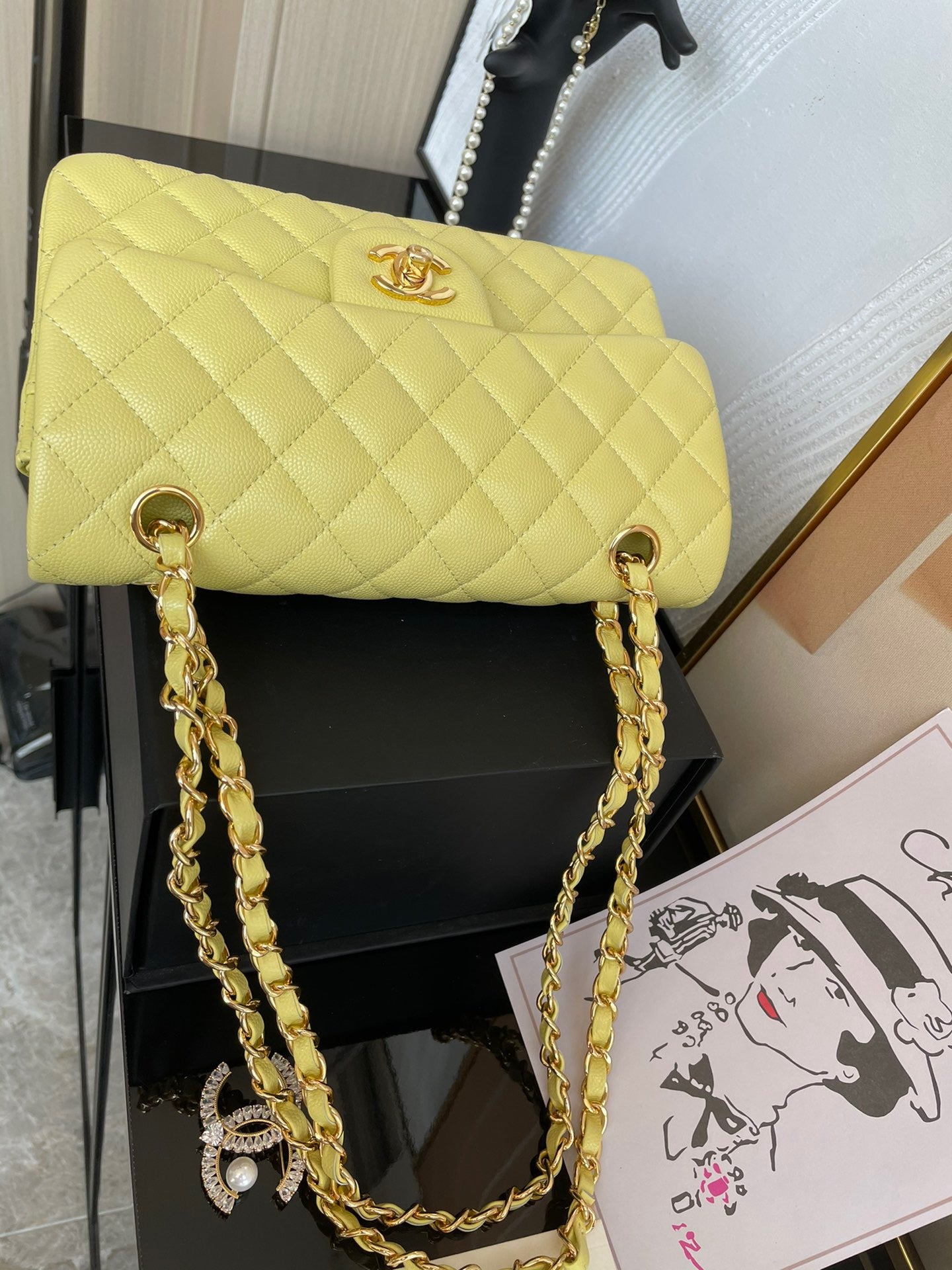 Chanel Classic Flap Small In 9R Lime Calfskin