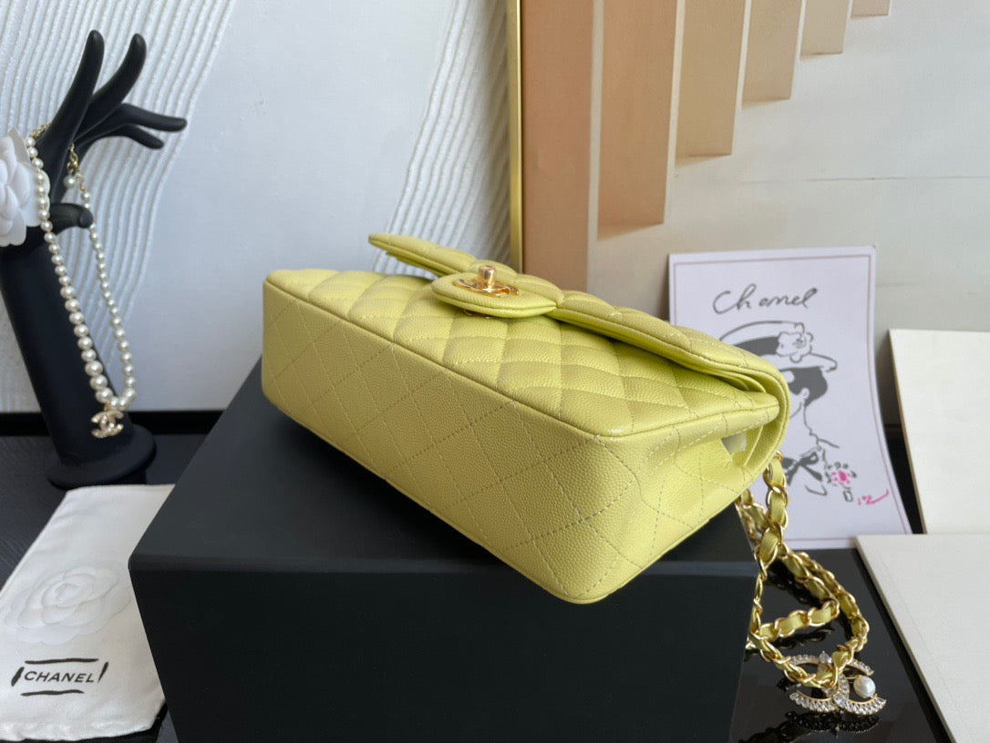 Chanel Classic Flap Small In 9R Lime Calfskin