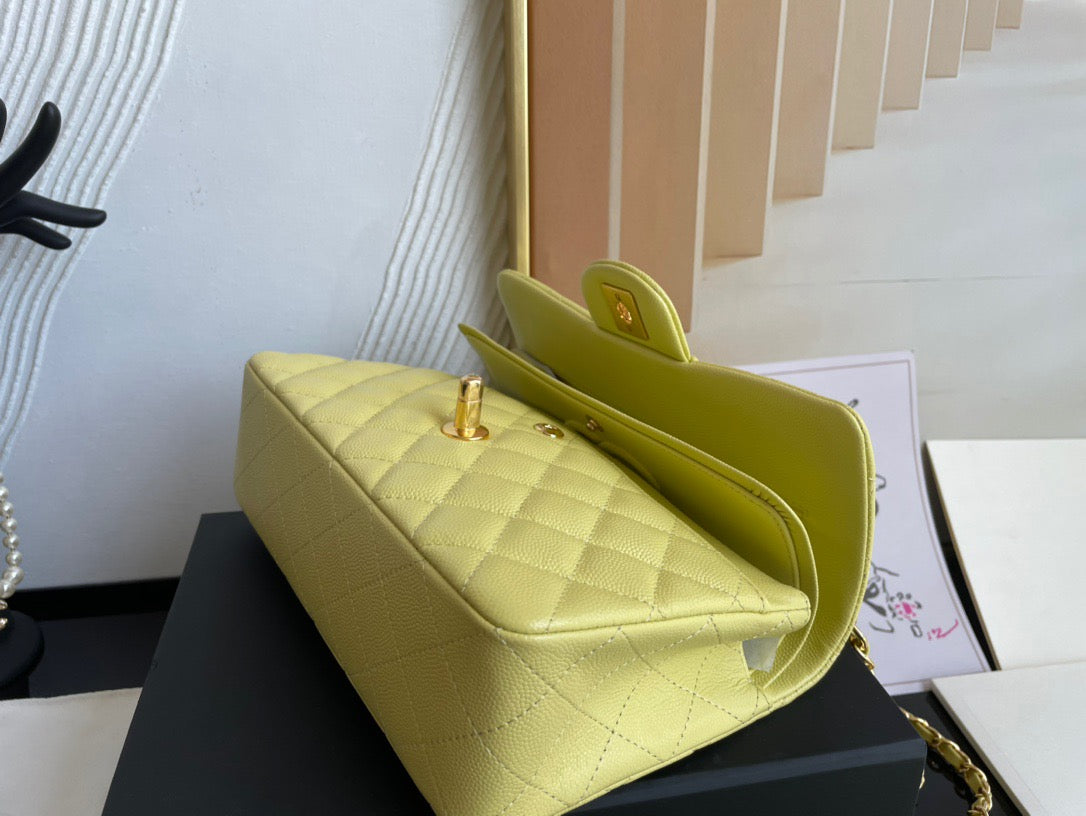 Chanel Classic Flap Small In 9R Lime Calfskin