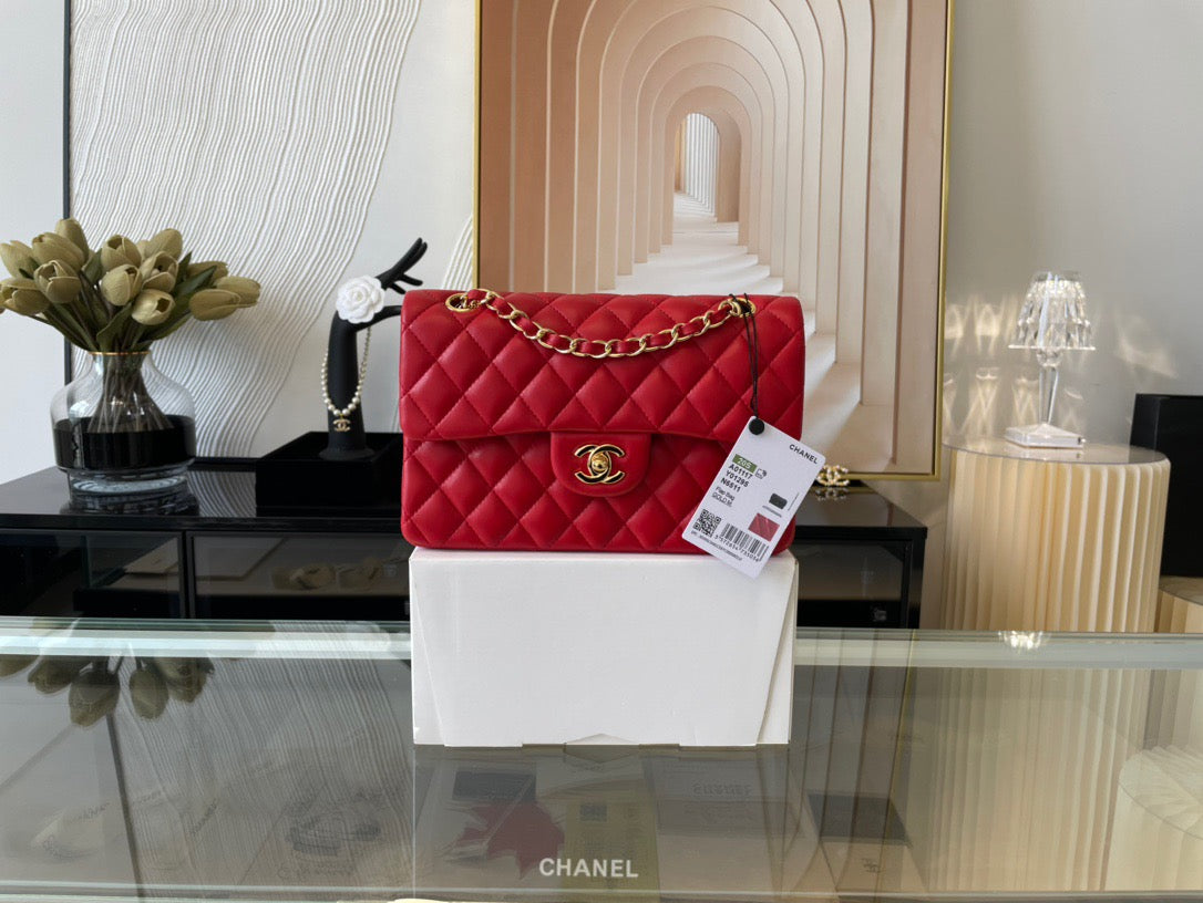 Chanel Classic Flap Small In Red Lambskin