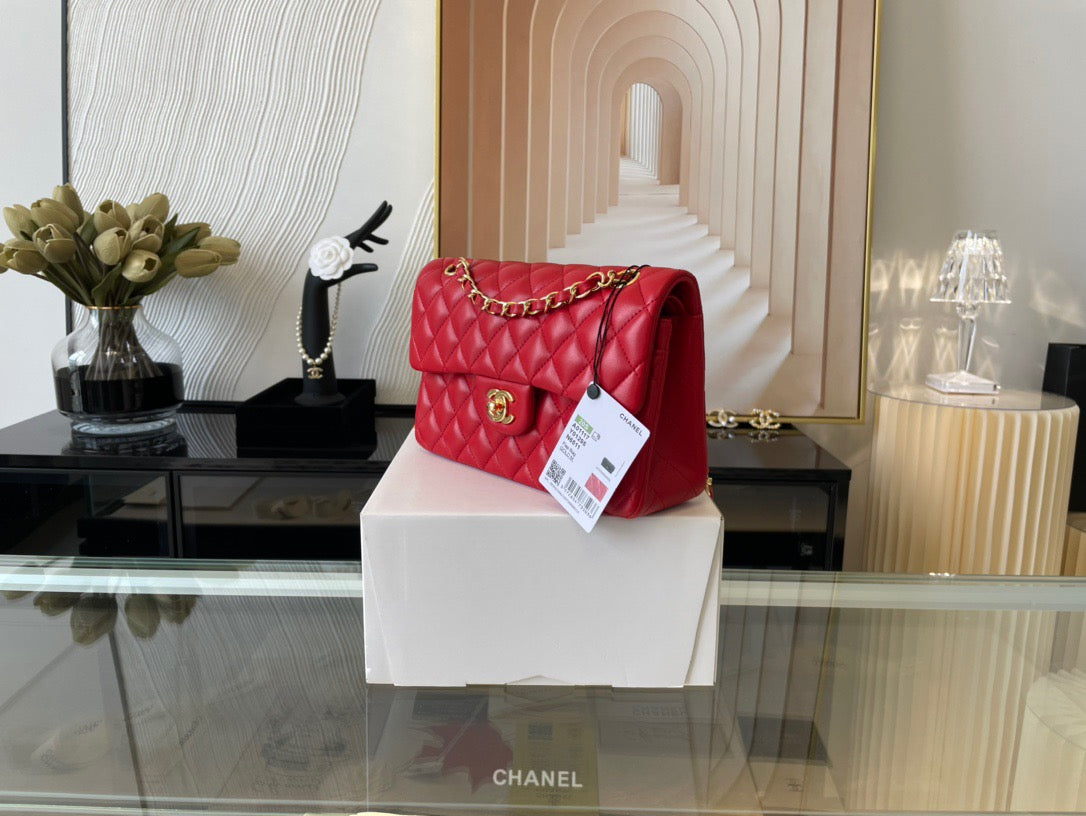 Chanel Classic Flap Small In Red Lambskin