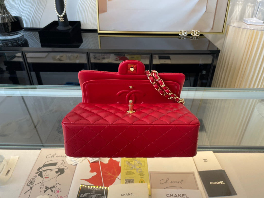 Chanel Classic Flap Small In Red Lambskin