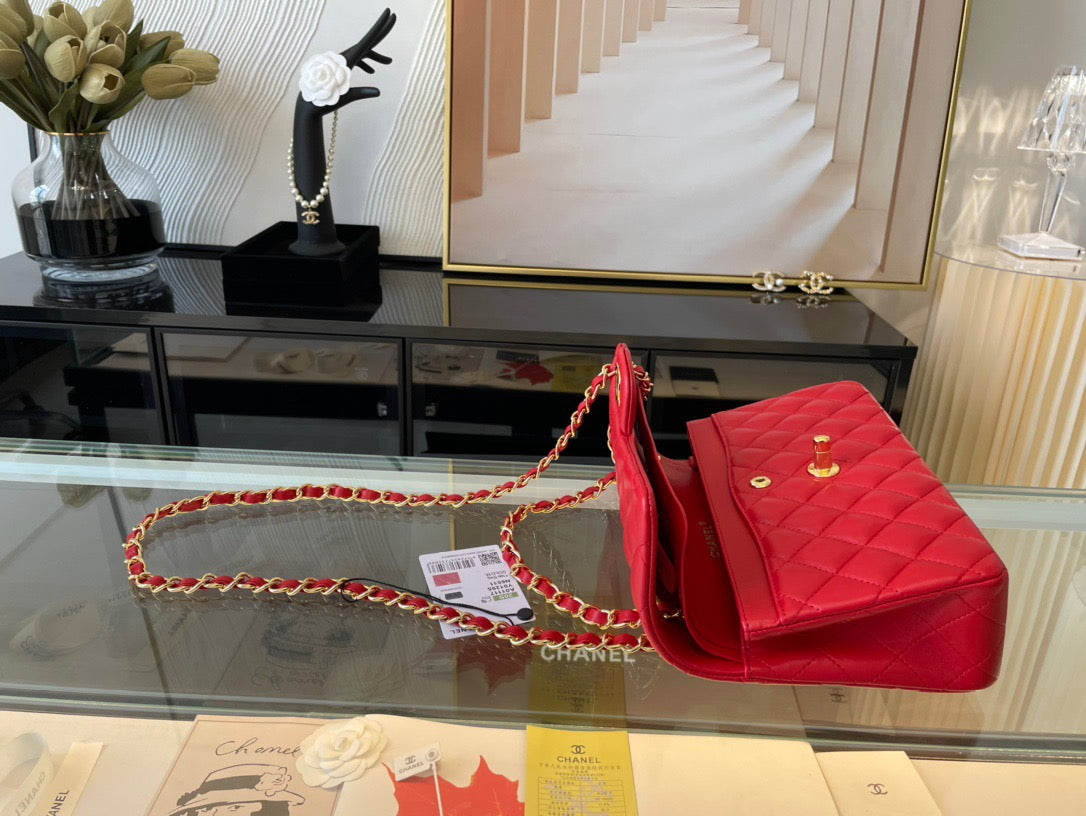 Chanel Classic Flap Small In Red Lambskin