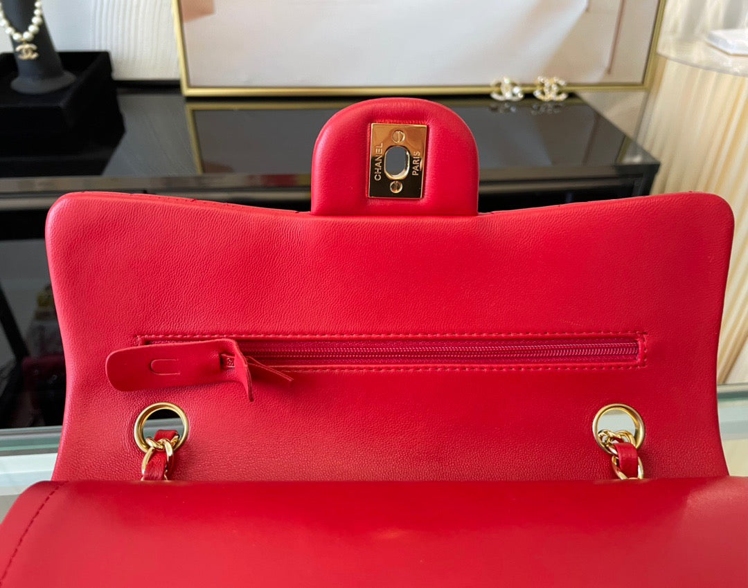 Chanel Classic Flap Small In Red Lambskin