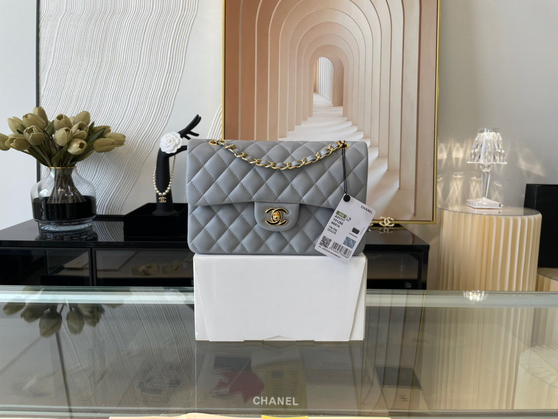 Chanel Classic Flap Small In Gray Lambskin