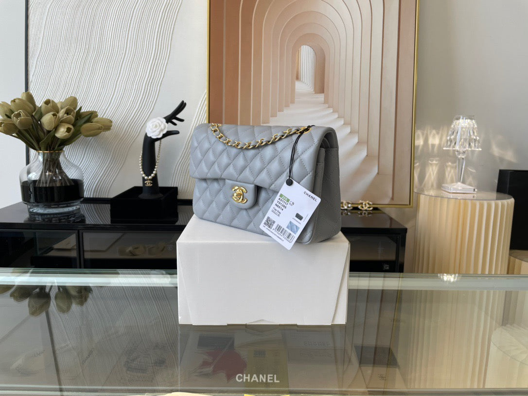 Chanel Classic Flap Small In Gray Lambskin