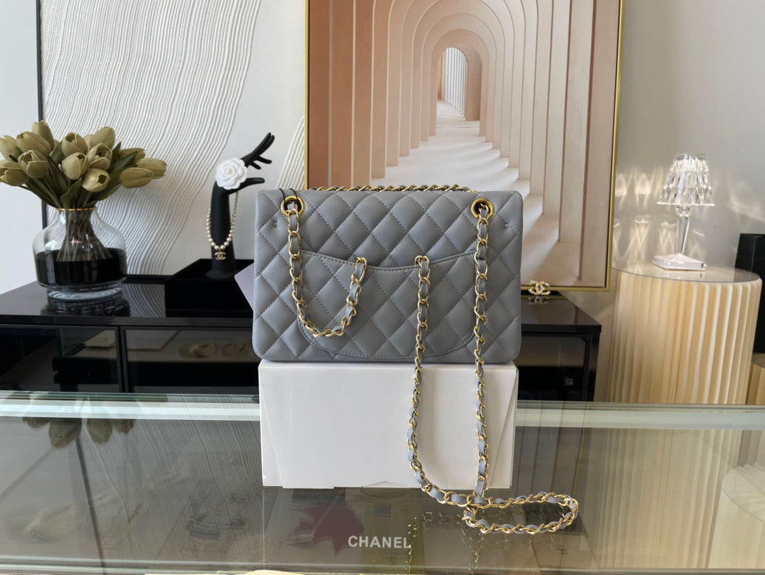 Chanel Classic Flap Small In Gray Lambskin