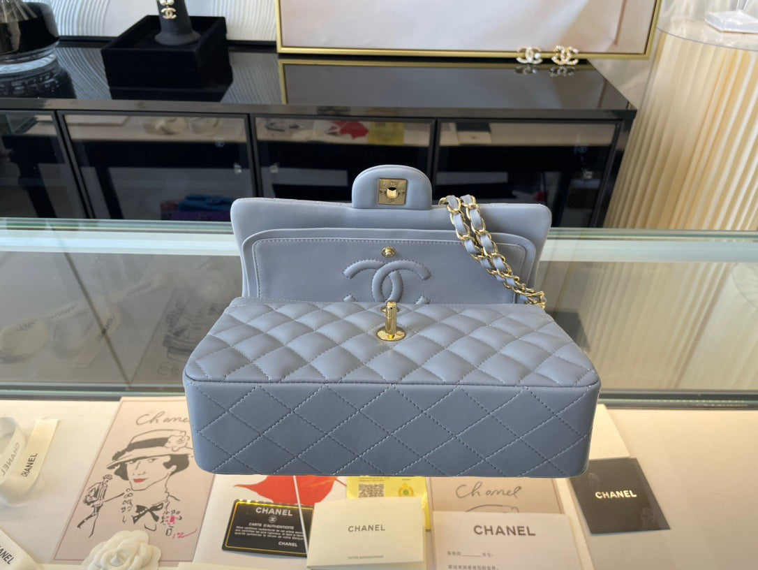 Chanel Classic Flap Small In Gray Lambskin