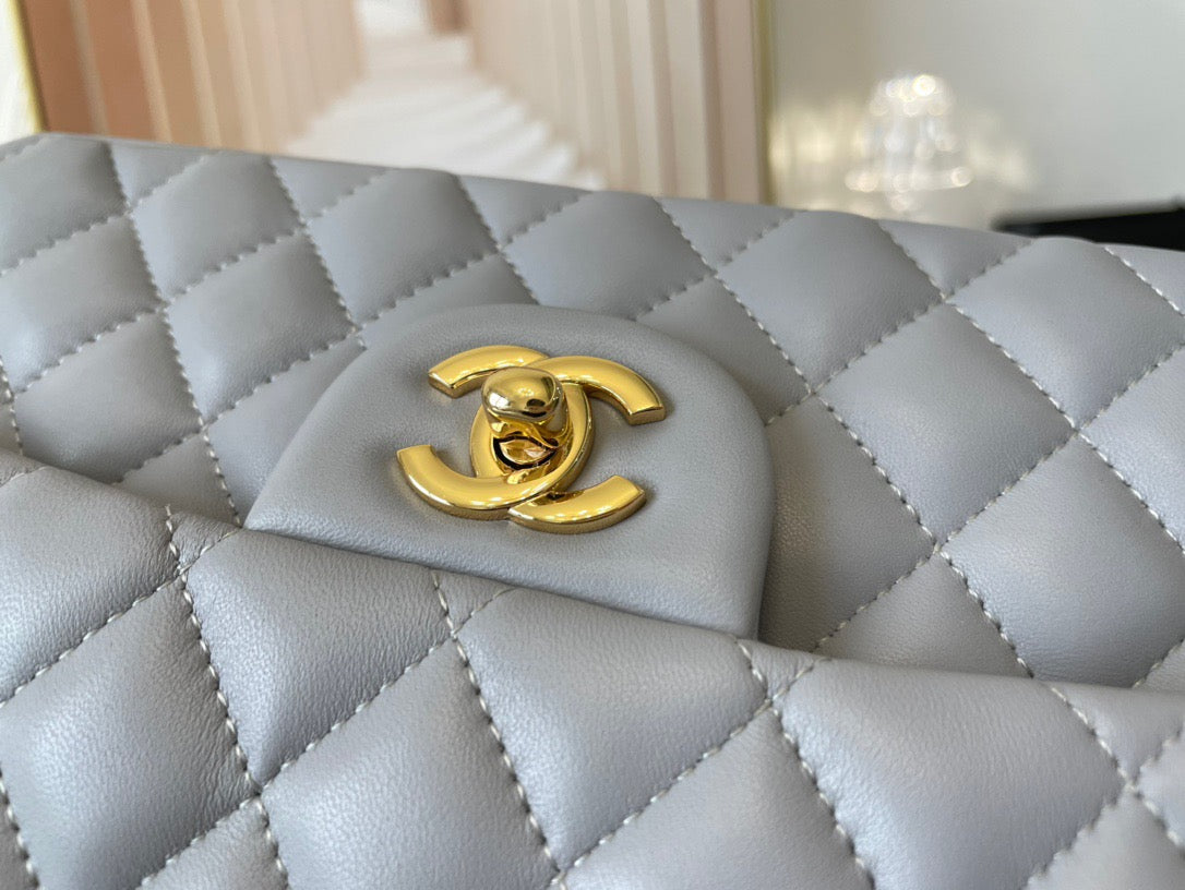 Chanel Classic Flap Small In Gray Lambskin