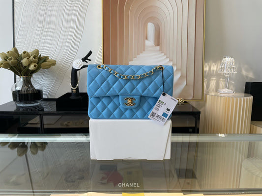 Chanel Classic Flap Small In Blue Lambskin