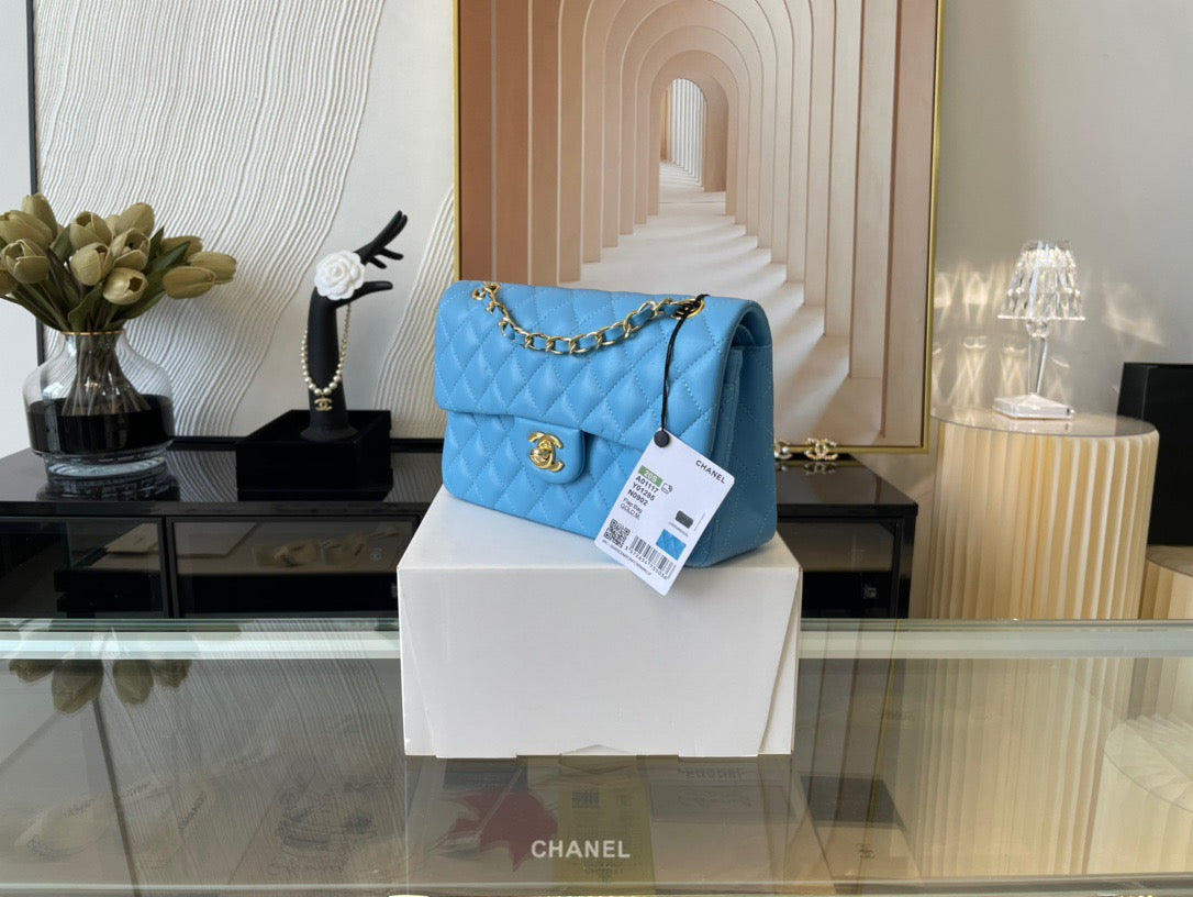 Chanel Classic Flap Small In Blue Lambskin