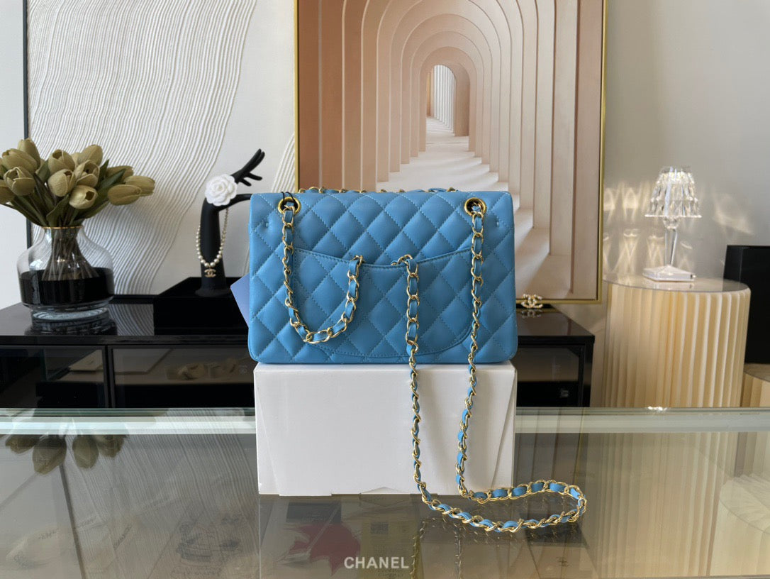 Chanel Classic Flap Small In Blue Lambskin