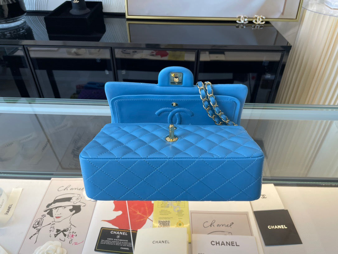 Chanel Classic Flap Small In Blue Lambskin