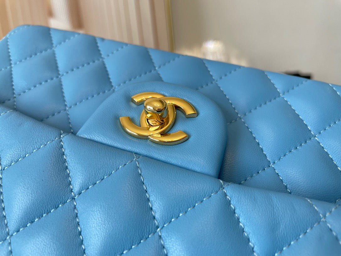 Chanel Classic Flap Small In Blue Lambskin