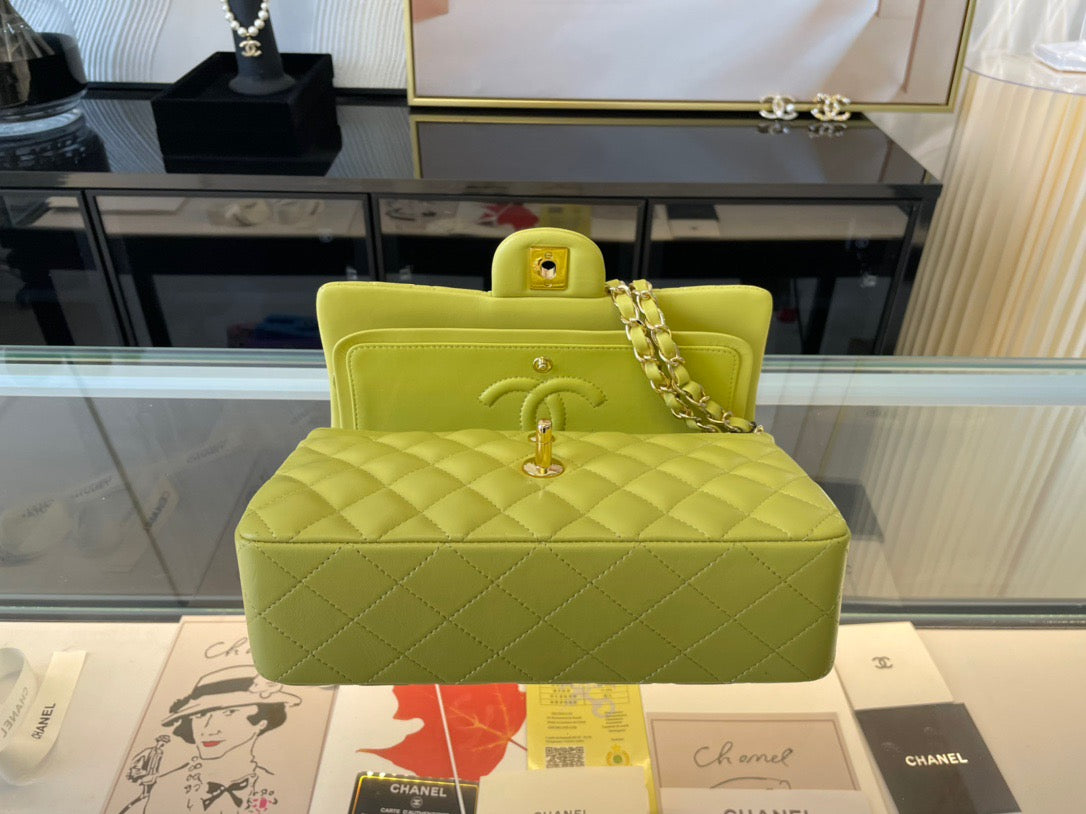 Chanel Classic Flap Small In Yellow Lambskin