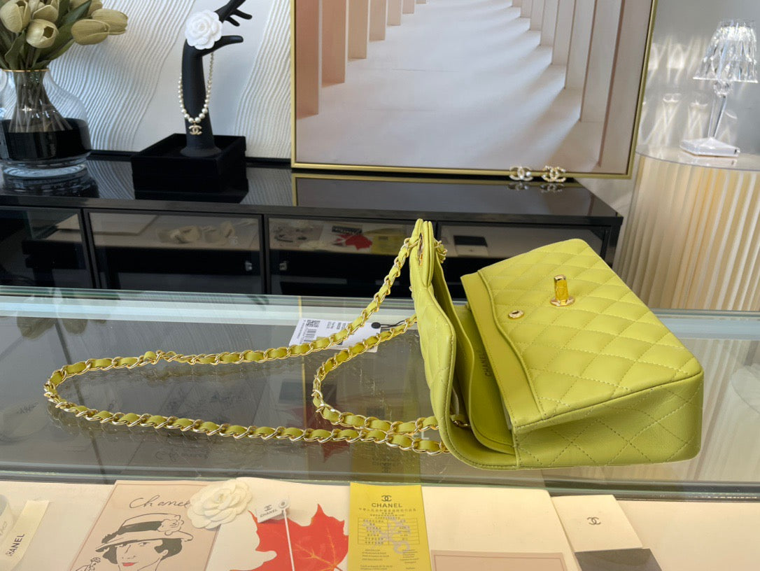 Chanel Classic Flap Small In Yellow Lambskin