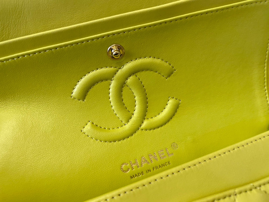 Chanel Classic Flap Small In Yellow Lambskin