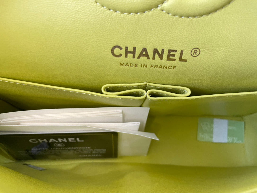 Chanel Classic Flap Small In Yellow Lambskin