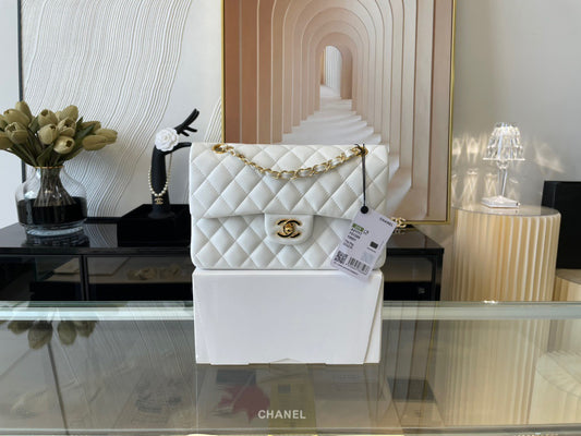 Chanel Classic Flap Small In White Lambskin