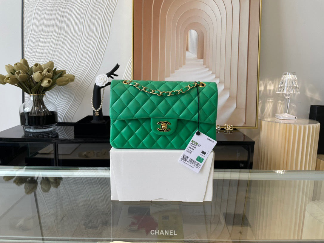 Chanel Classic Flap Small In Green Lambskin