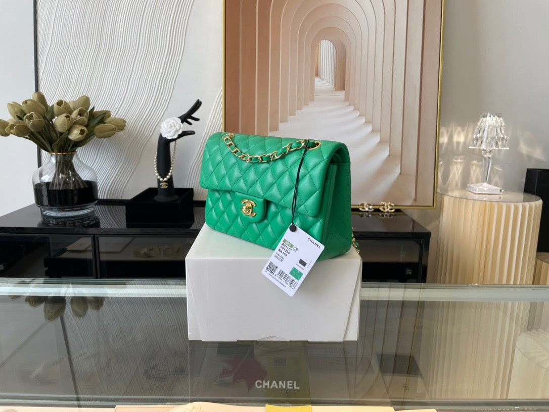 Chanel Classic Flap Small In Green Lambskin