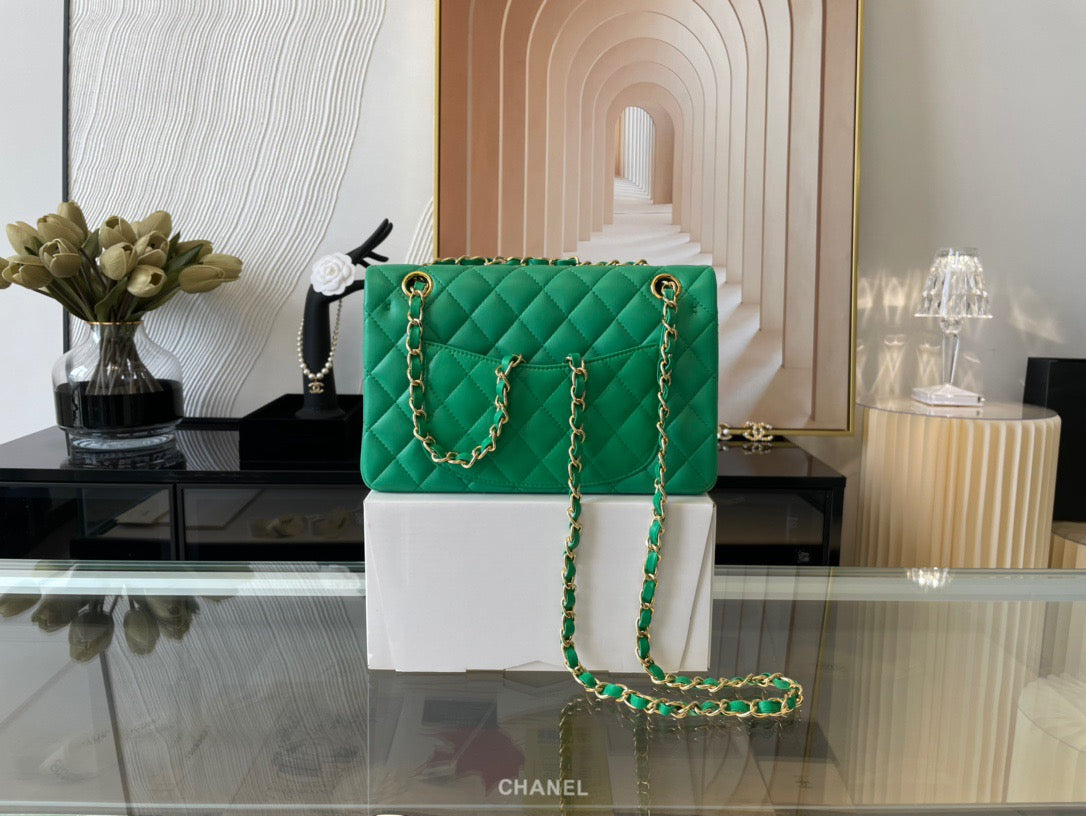 Chanel Classic Flap Small In Green Lambskin