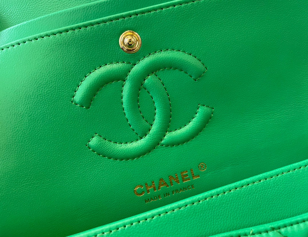 Chanel Classic Flap Small In Green Lambskin