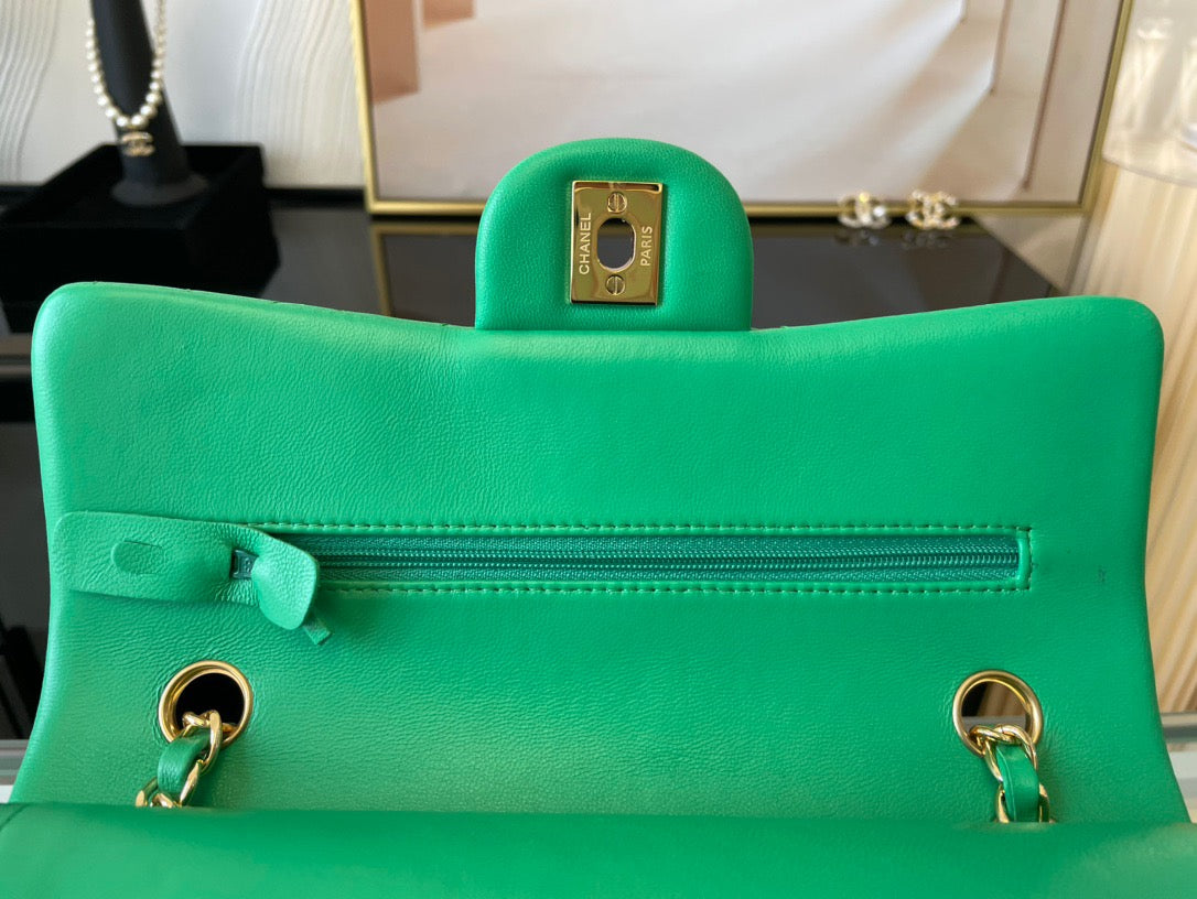 Chanel Classic Flap Small In Green Lambskin