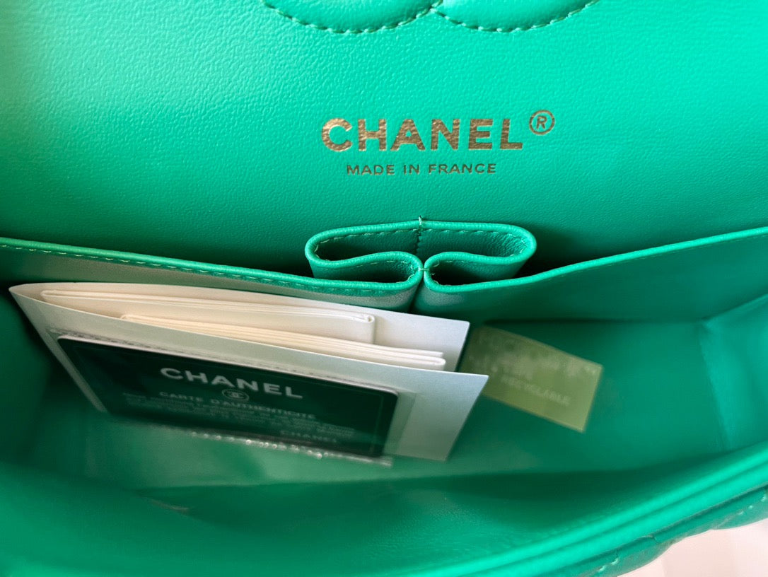 Chanel Classic Flap Small In Green Lambskin