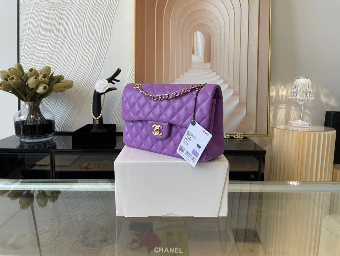 Chanel Classic Flap Small In Purple Lambskin