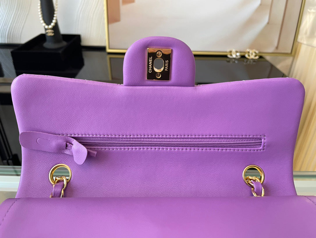 Chanel Classic Flap Small In Purple Lambskin