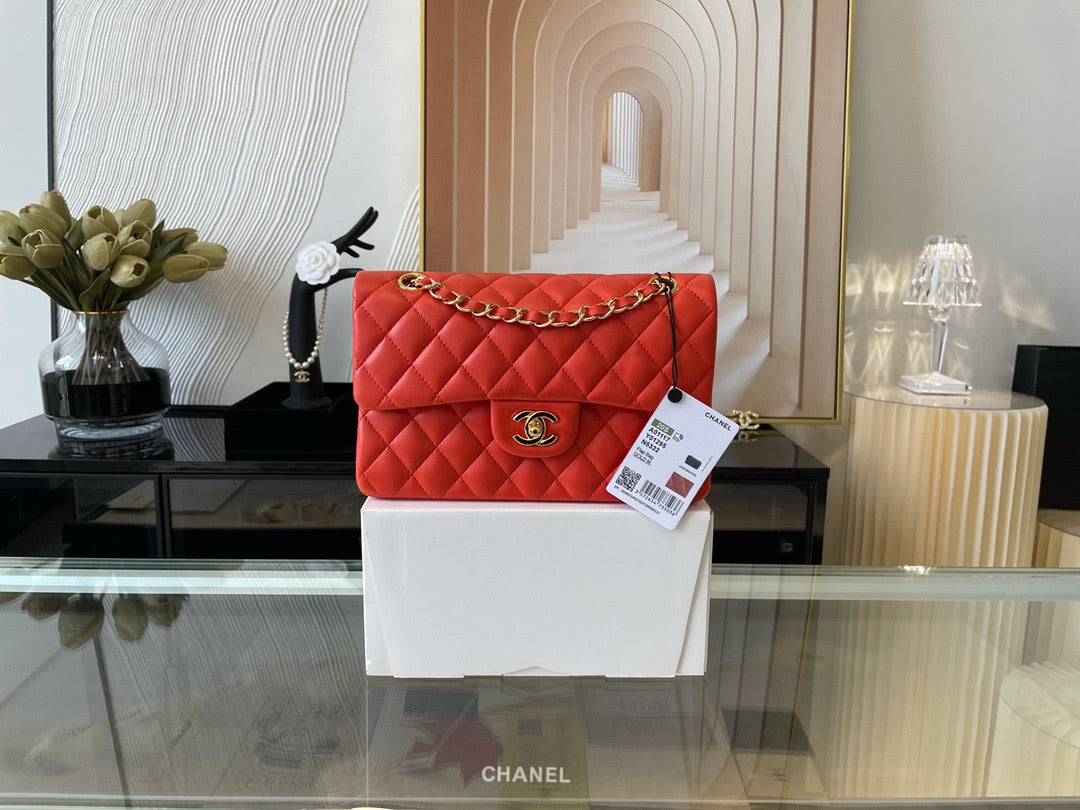 Chanel Classic Flap Small In Orange Lambskin