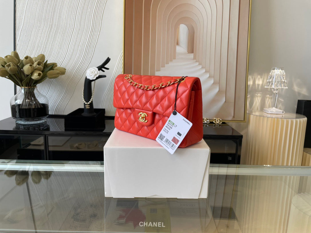 Chanel Classic Flap Small In Orange Lambskin